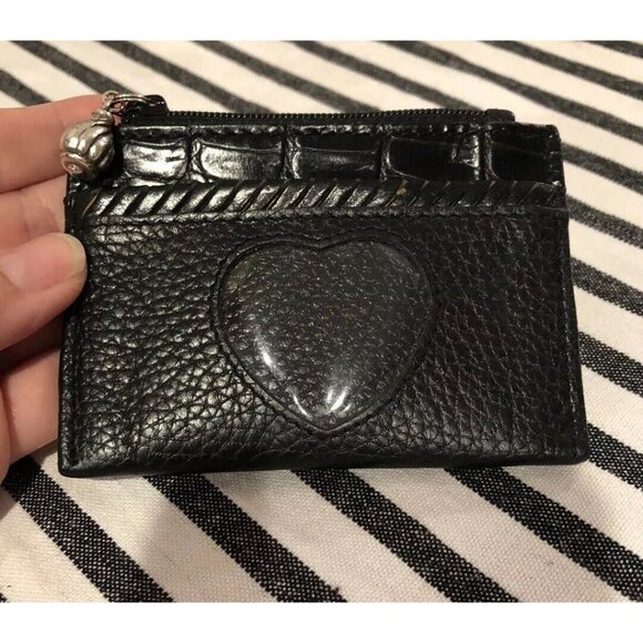 Brighton Handbags - Brighton Black Leather Coin/ ID Holder Slim Mini Wallet Croc Embossed